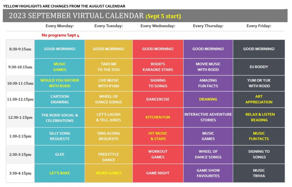 September Virtual Calendar